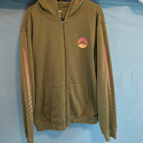 Mens XXL dip ARMY GREEN ZIP UP W/POCKETS HOODIE NWOT - Picture 2 of 5